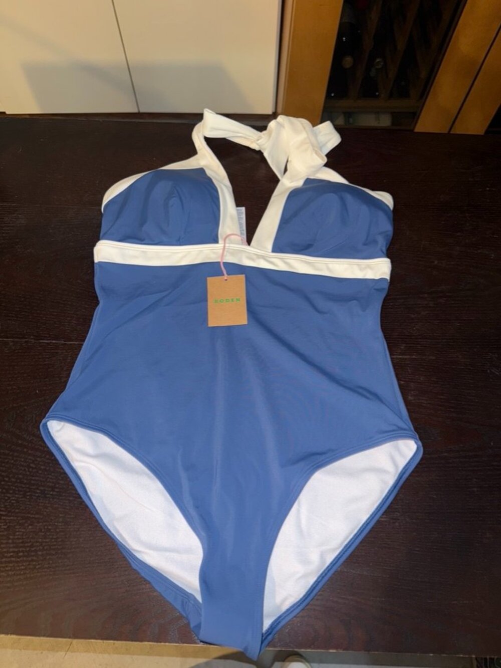 Boden Blue & White One-Piece Swimsuit